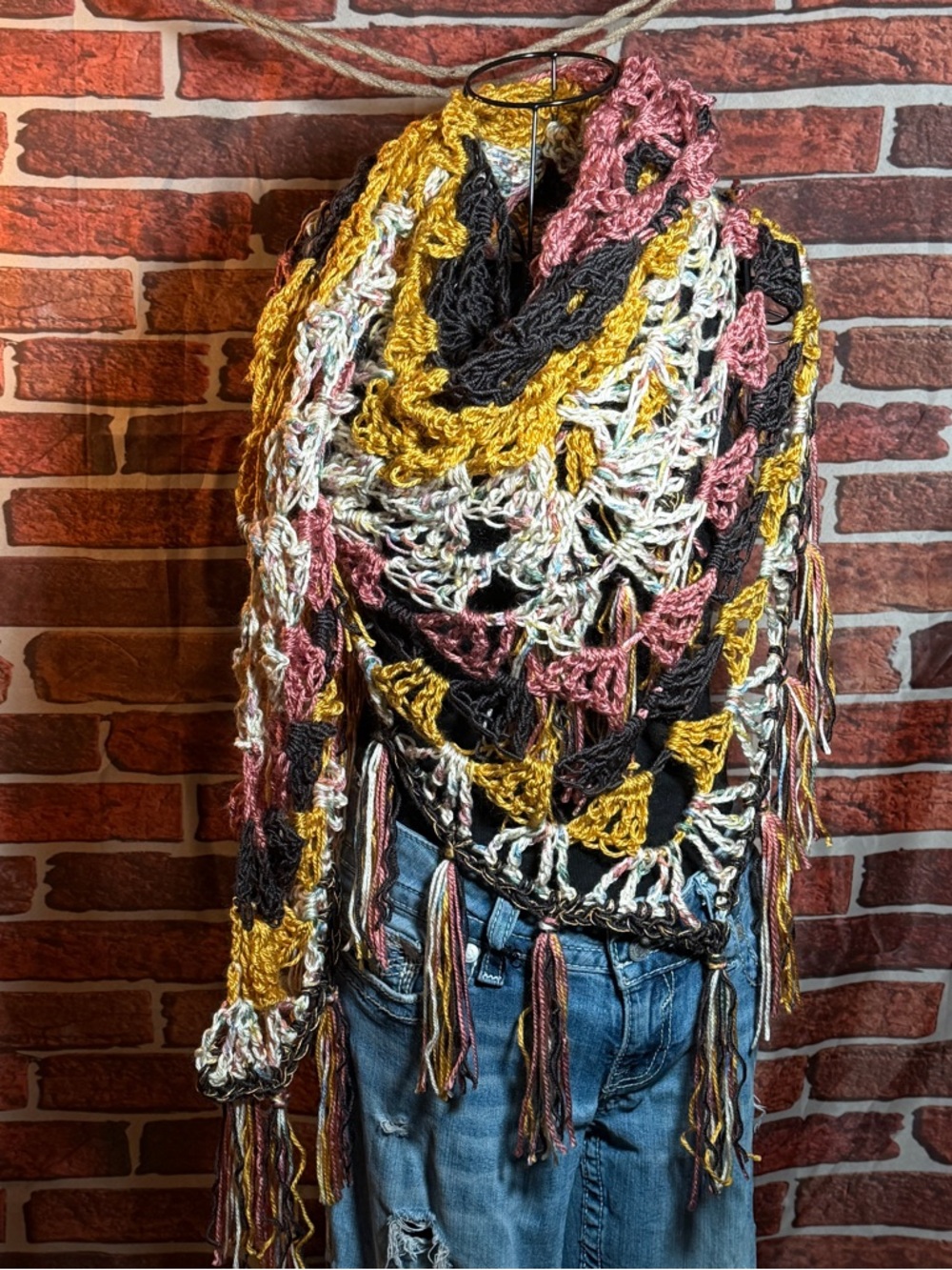 🧣Left Hook Artisan Handmade Whiskey & Honey Triangle Tassel Scarf
